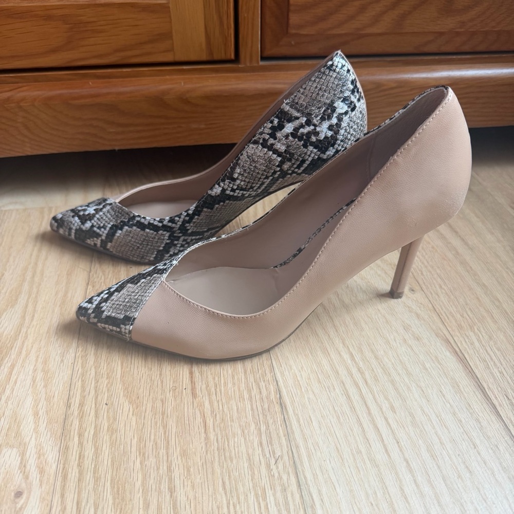 Stylish Nude and Snake Print Women's Heels